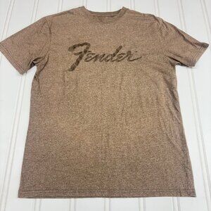 Vintage Fender Brown Short Sleeve T-Shirt XXL embroidered Crew Neck Casual